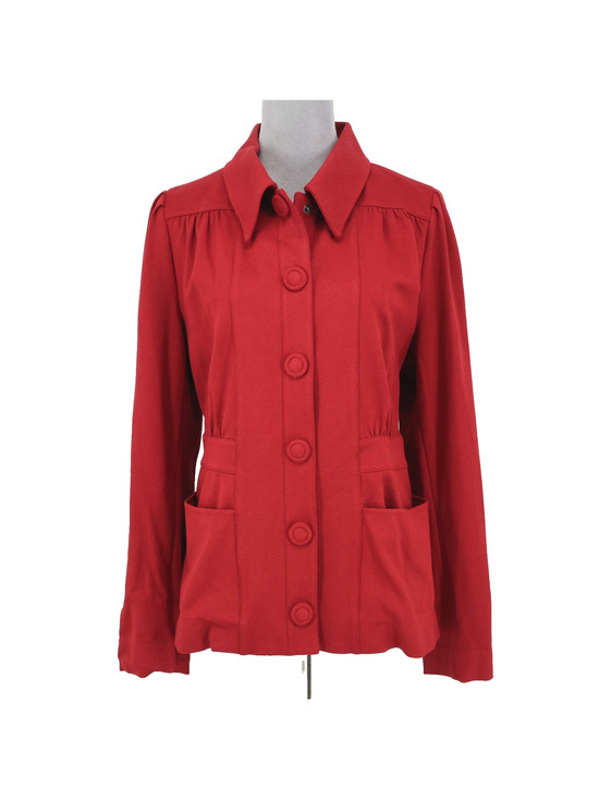 CAbi Jackets & Blazers - Cabi Jacket Womens Large Dark Red Twill Pockets Fitted Waist Snaps Preppy